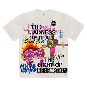 Cactus Jack by Travis Scott Utopia x Saint Michael 3A Tee 'Off White Size Large